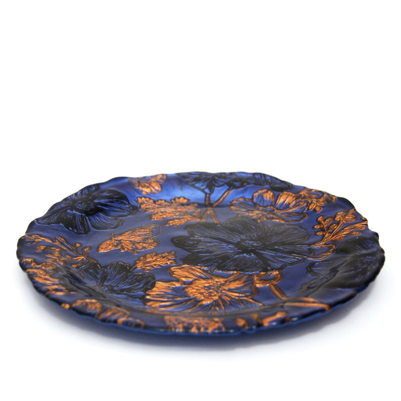 Plaque de hors-d’œuvres 9 po Papillon, Indigo