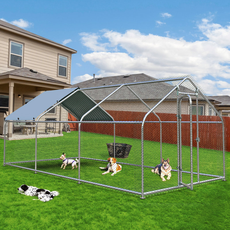 65/125/145/200 Square Feet Deretha Heavy-duty Chicken Run Chicken Coop, 76.8" H x 117.6" W x 236.4" D