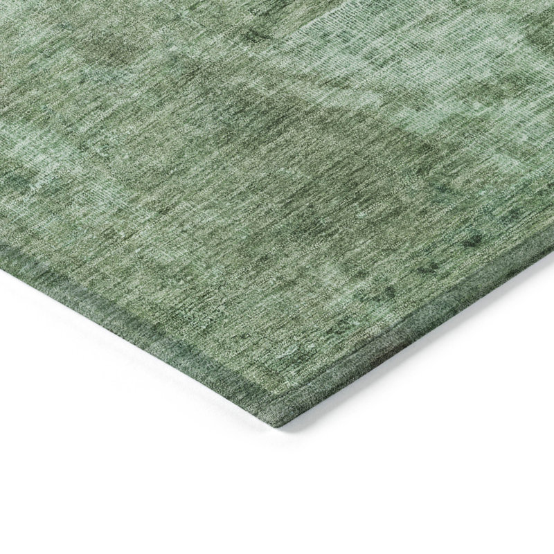 Machine Washable Indoor/Outdoor Claudian ACN1629 Sage Rug, Rectangle 9' x 12'