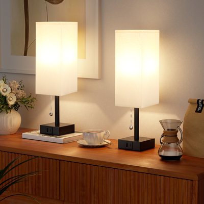 Lampes de chevet à contrôle par chaîne 14,3 po avec port de charge USB