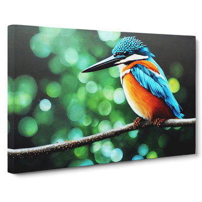 Flashy Kingfisher Bird - Wrapped Canvas