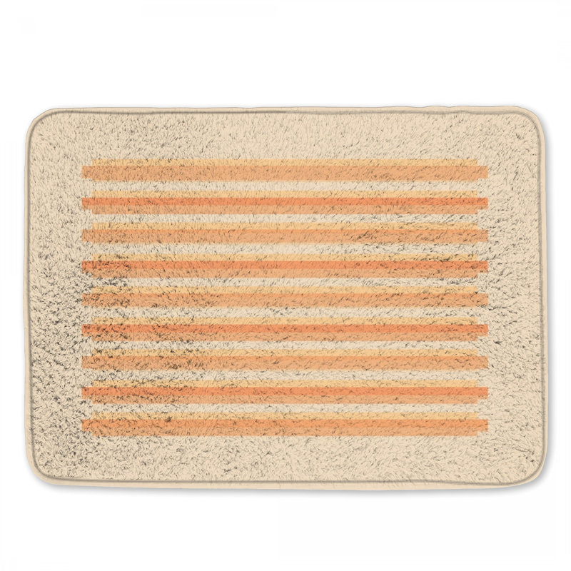 Tapis de bain horizontal à rayures orange et beige, L 24 po x L 17 po