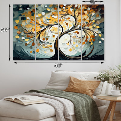 Yellow Grey Majestic Canopy Tree Landscape & Nature Wall Decor on Metal