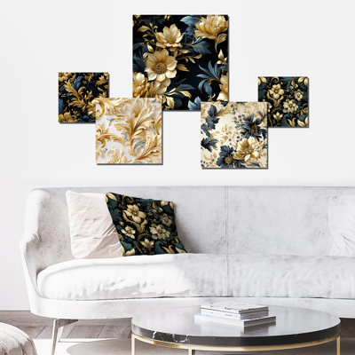 Quartes - Damask Wall Art Set Of 5