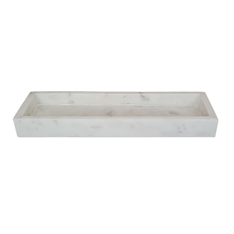 Plateau en marbre Joyelle - 12,5 x 4 po - blanc
