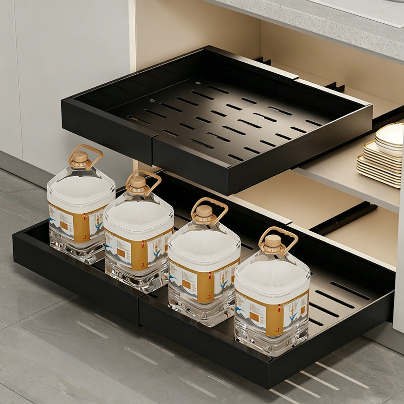 1 Pack Expandable Pull-Out Cabinet Organizer Drawer For Kitchen Storage Cabinets