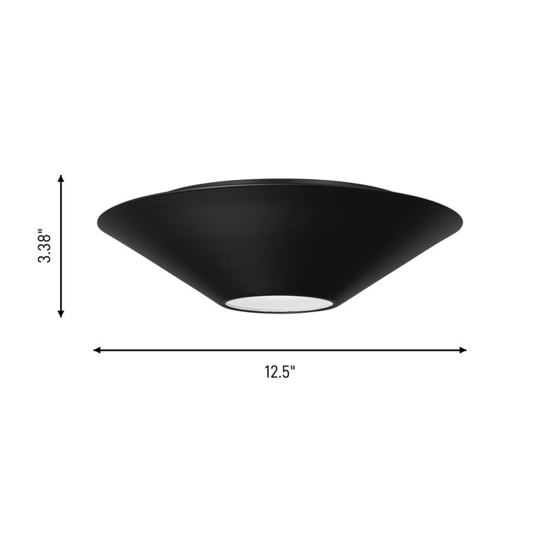 Bergen 1 - Light Flush Mount, Midnight Black, 3.375" H x 12.5" W x 12.5" D, Sandblast Inside/Clear Outside