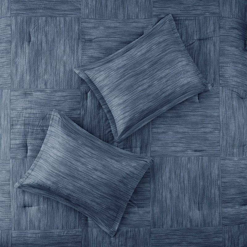 Ensemble d'édredon 7 pièces Gracie Mills Tabatha, Édredon de très grande taille et 6 pièces suppl, Bleu marine