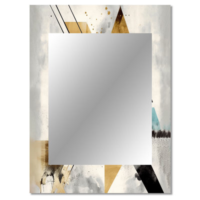 Green Triangle Boho III - Geometric Decorative Mirror, Modern Wall Mirror, Printed Metal Art