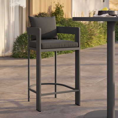 Tahoe Outdoor Patio Aluminum Bar Chair In Charcoal