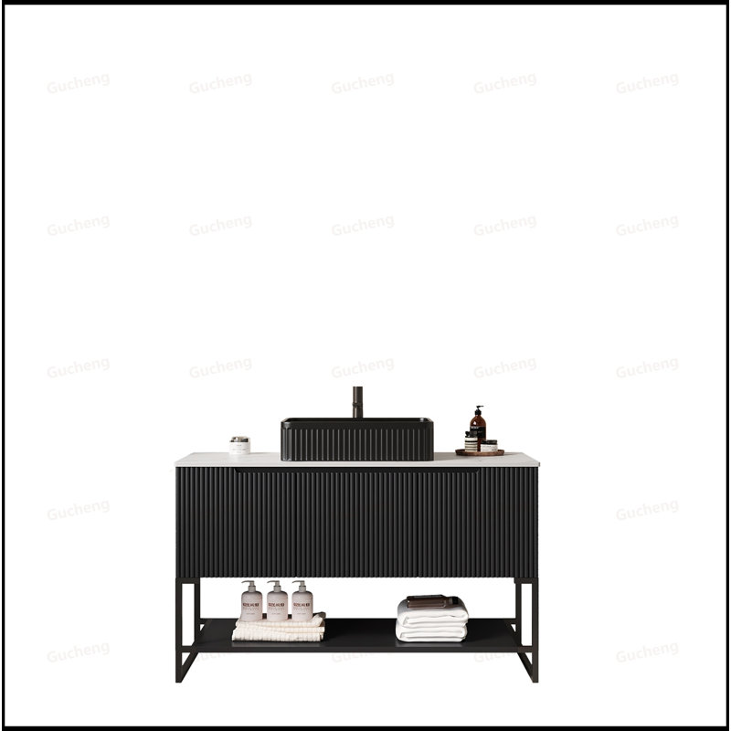 Meuble-lavabo autoportant de 48 po avec lavabo vasque rectangulaire en céramique