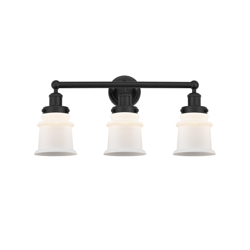Petit luminaire pour salle de bain 3 lumières Cailen de la collection Edison, Noir mat, Blanc mat