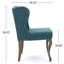 Chaise d'appoint en sarcelle avec bordure cloutée et tissu à oreilles capitonné