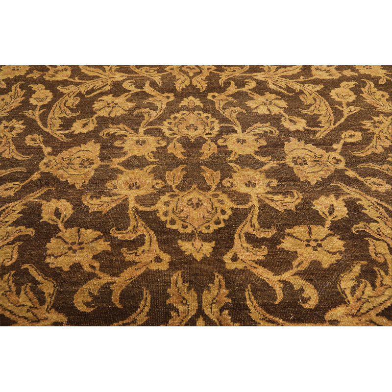 Tapis traditionnel Oushak en laine, noué à la main, brun beige, 2,36 m x 2,97 m