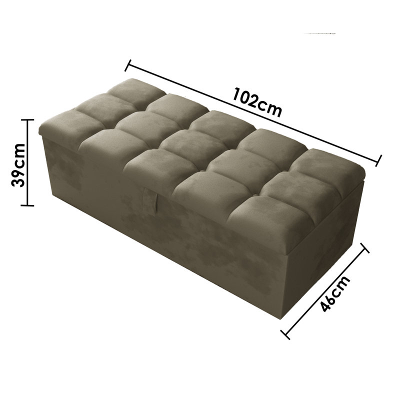 Klingler 102cm Wide Rectangle Geometric Standard Ottoman with Storage, Coffee