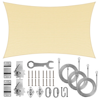 Royal Shade Rectangle Pro Ring Shade Sail with Installation Winch Kit