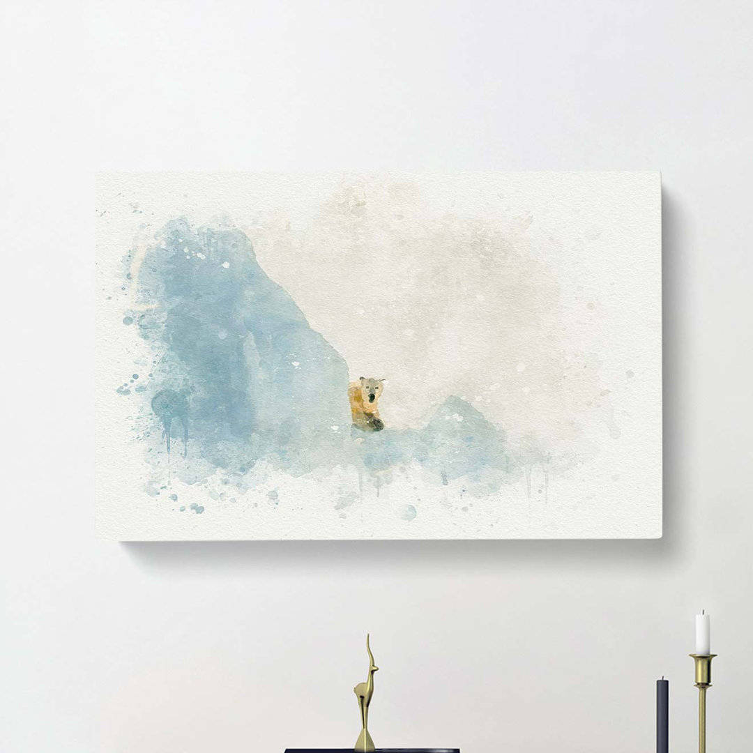 Curious Polar Bear in Abstract - Wrapped Canvas