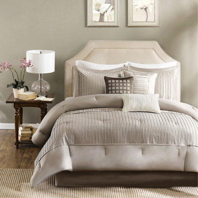 Édredon taupe charmeuse - taie décorative très moelleuse brillante 7 pièces