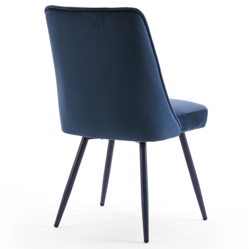 Modern Chenille Upholstered Dining Chairs Armless Side Chairs With Metal Frame For Kitchen Dining Room, 6, Blue