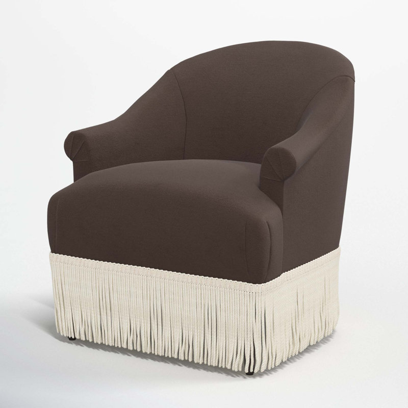 Fauteuil à oreilles Callie, Velours chocolat classique, Ivoire