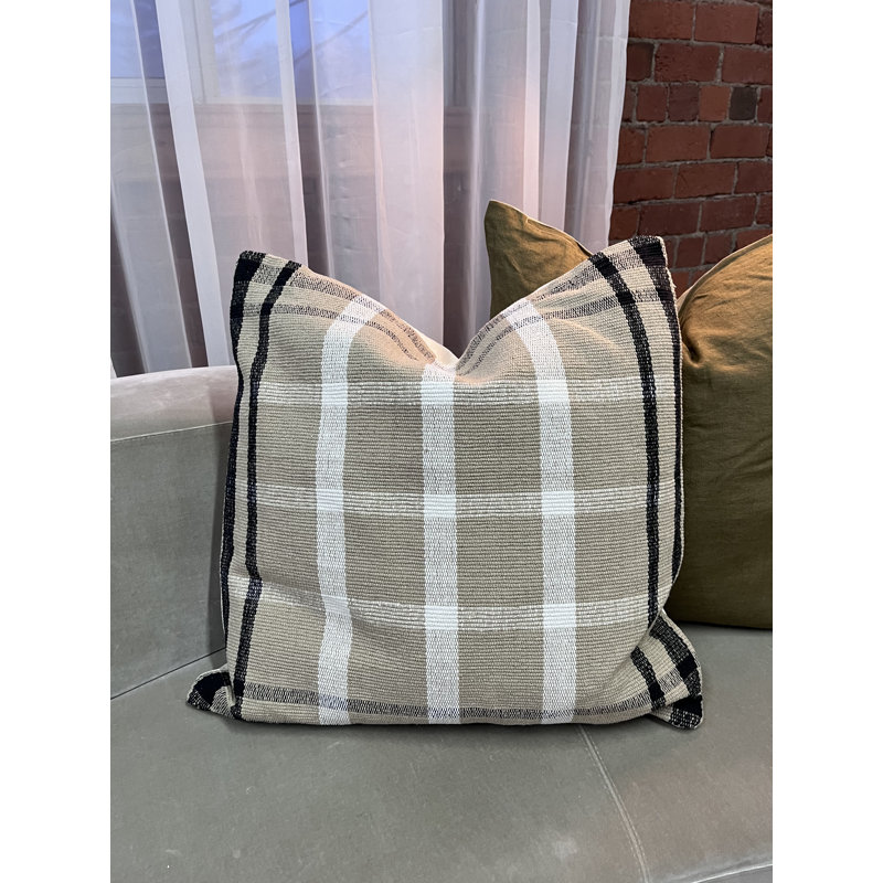 Housse de coussin, Plaid beige, Carré 24 po