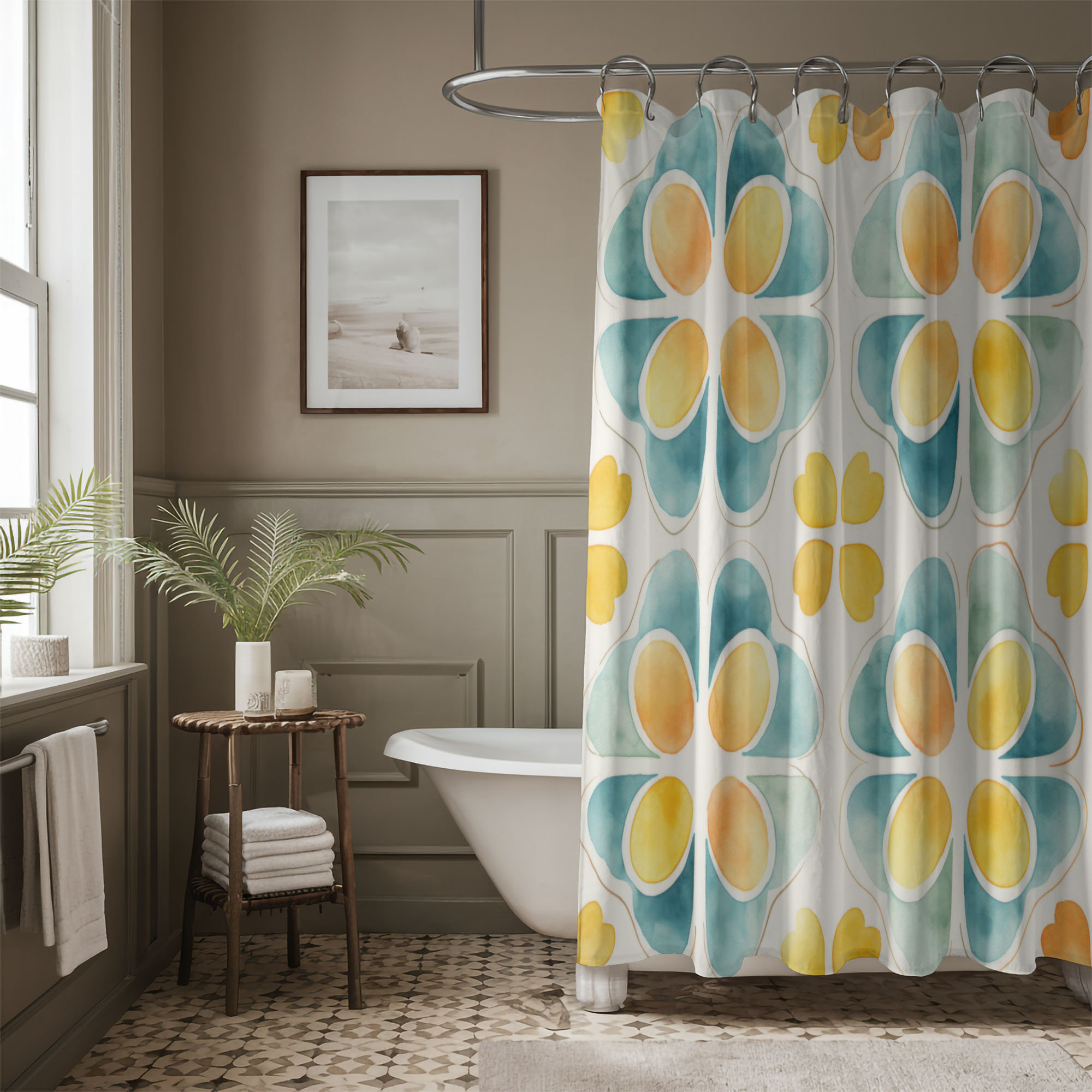 East Urban Home Mild Shape Patterns - Premium Shower Curtain | Wayfair