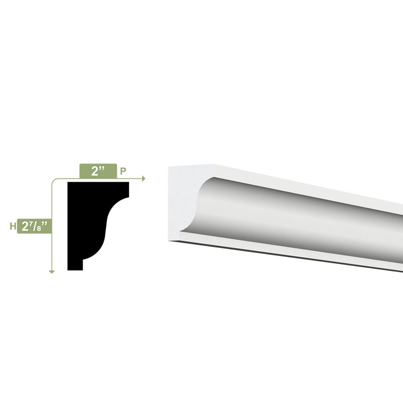 2-7/8" x 2" x 96" White PVC Baseboard Moulding