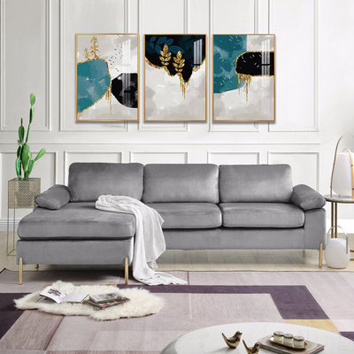 Canapé modulaire en velours avec méridienne