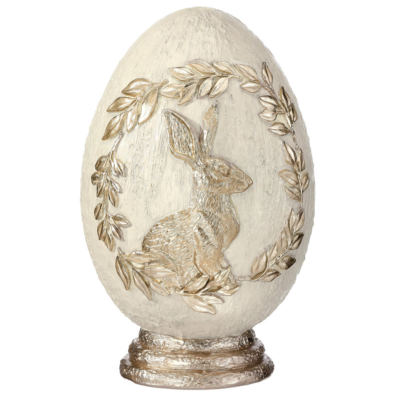 Oeuf royal 8,5 "en résine avec lapin