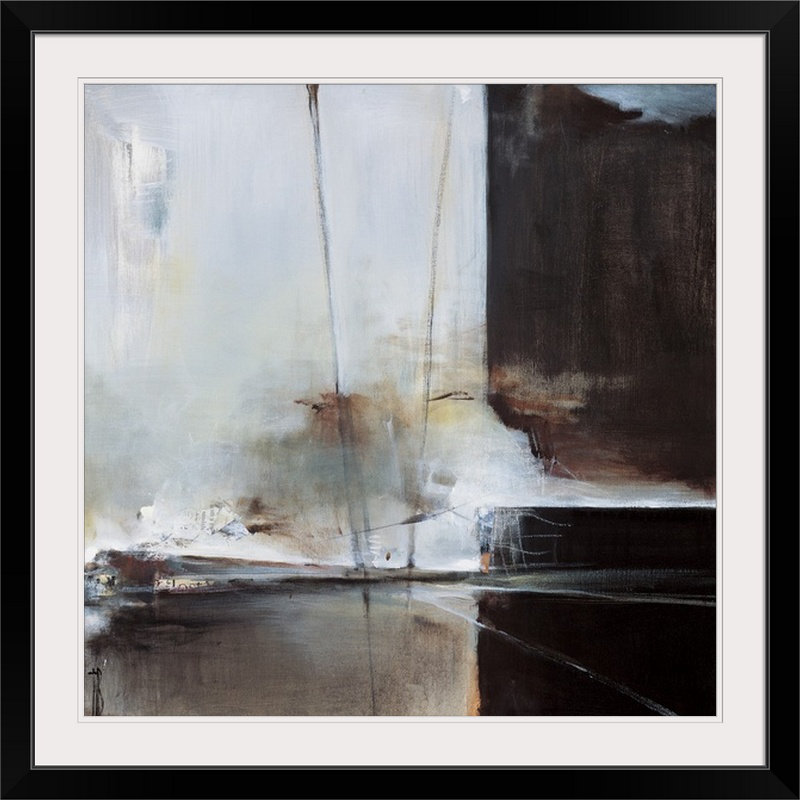 «Glorieta Vanish Train» par Terri Burris, reproduction d'art, Cadre noir, H 24 po x l 24 po x P 1 po