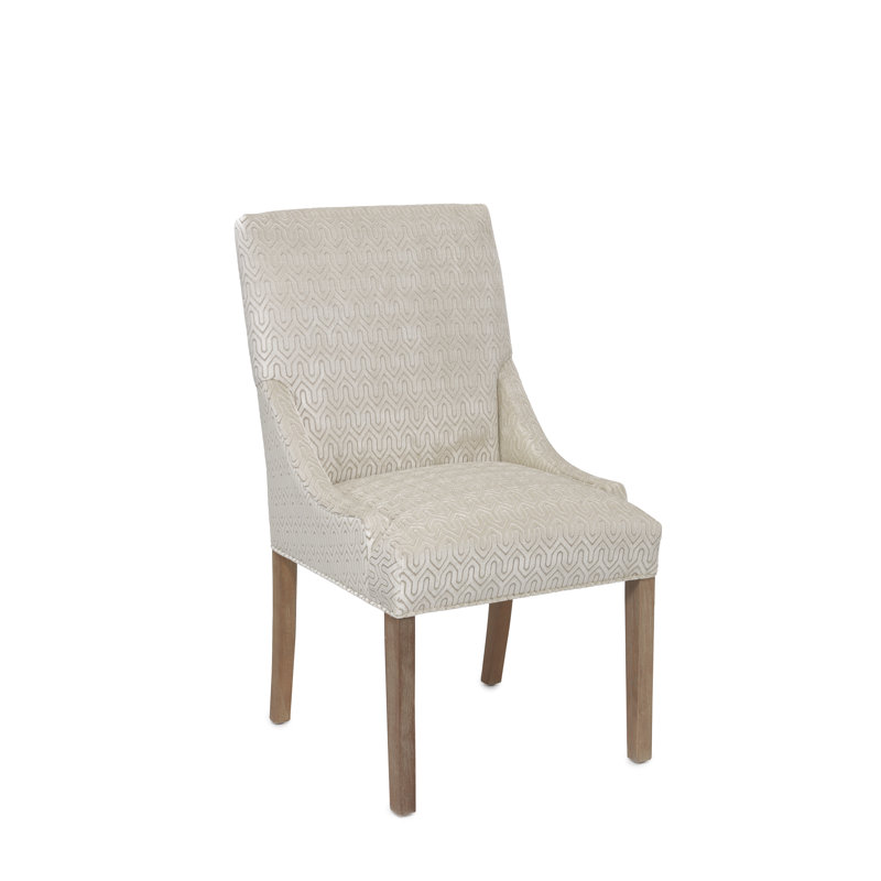 Chaise de salle à manger Griffie, Velours crème, Naturel