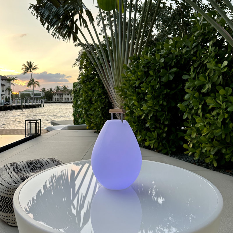 Vessel Battery Powered Integrated LED Color Changing Outdoor Table Lamp, 10.6" H x 8.2" W x 8.2" D
