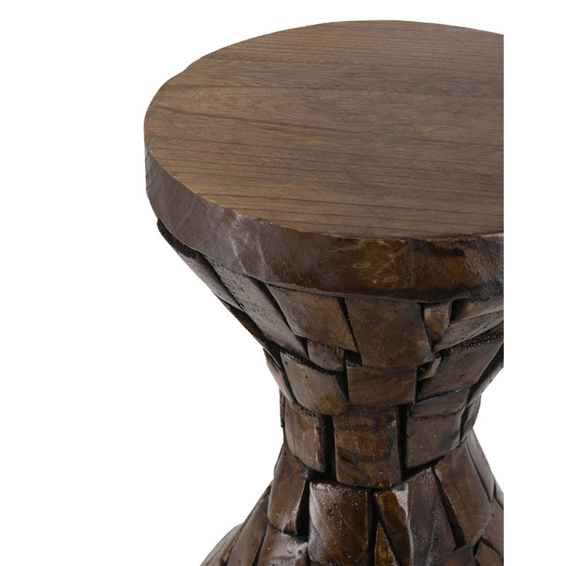 Artisanal Hourglass Side Table with Mosaic Texture