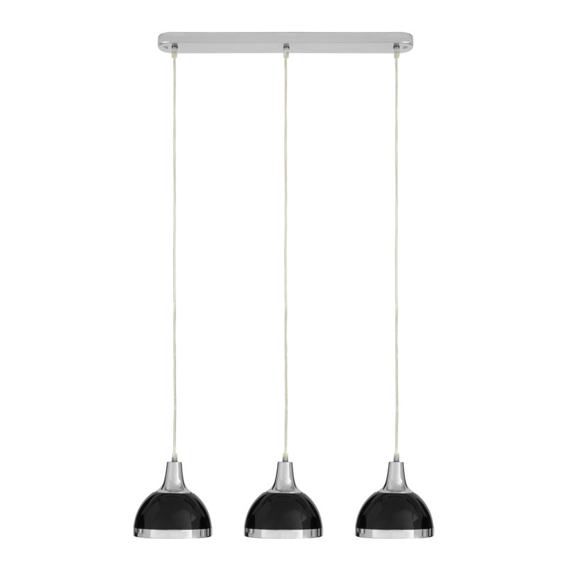 Kaylynn 3 - Light Chrome Kitchen Island Pendant, Black