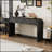 Unique Retro Silhouette Console Table With Open Style, Two Top Drawers For Entrance, Dinning Room, Living Room (Antique Black)-1052273704