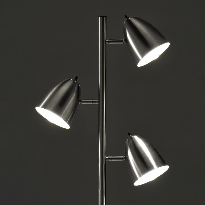 Jacob Adjustable 3-Light Nickel Floor Lamp with Google Assistant