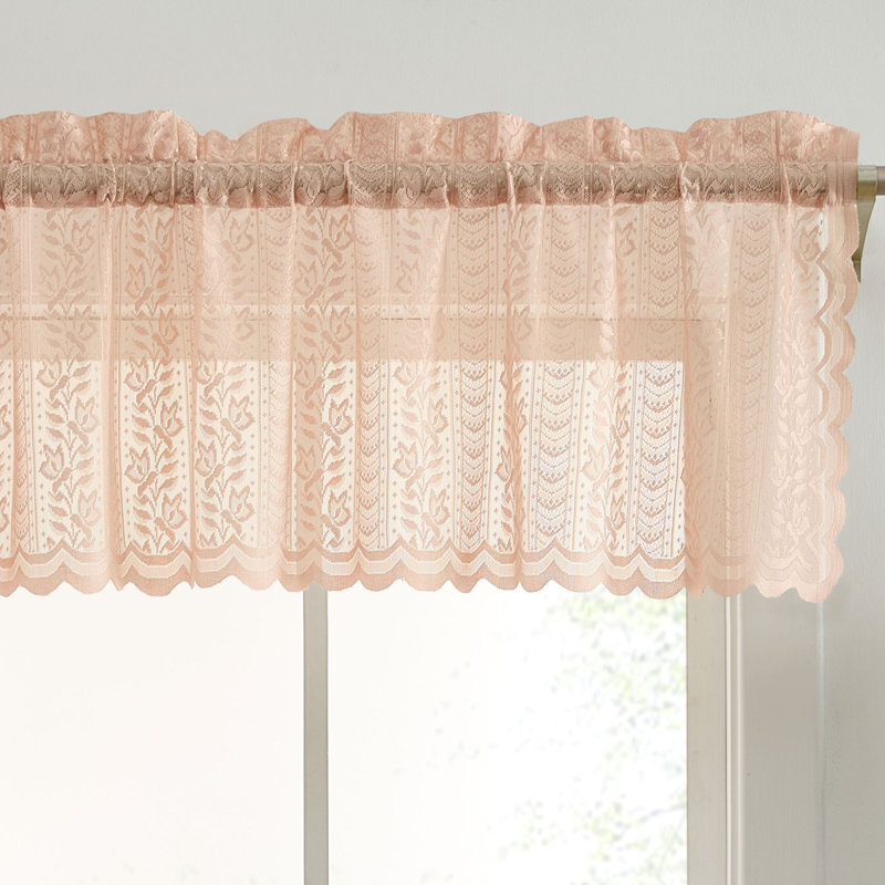 Cantonnière en dentelle semi-transparente Nikole, Rosé