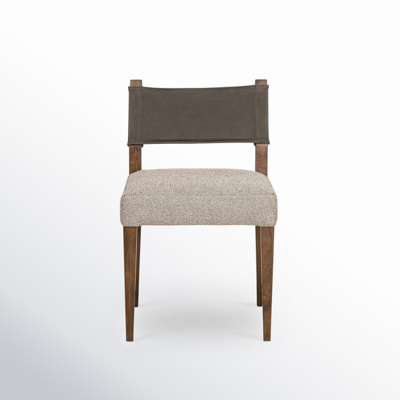 Side Chair in Charcoal, Polyester/Leather Nubuck Charcoal, Brown