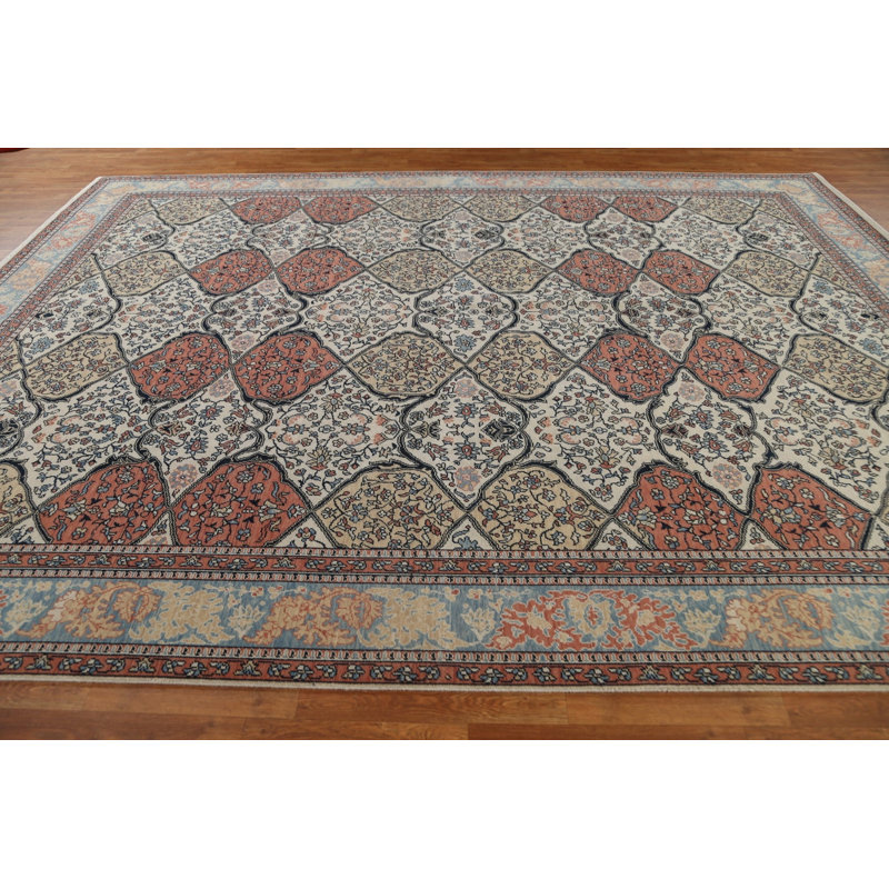 Tapis oriental géométrique Bakhtiari noué à la main 10 x 13
