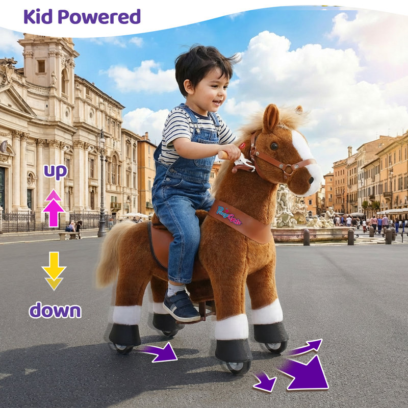 Model U Ride On Horse, Brown, Size 3 for Age 3-4