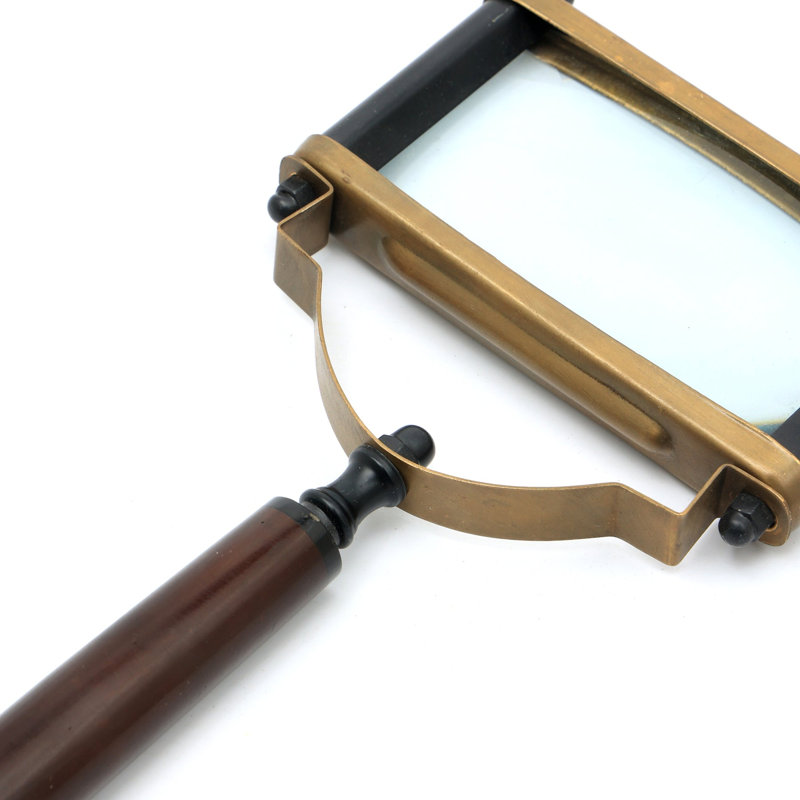 Vintage Rectangular Magnifying Glass with Metal Frame - Black