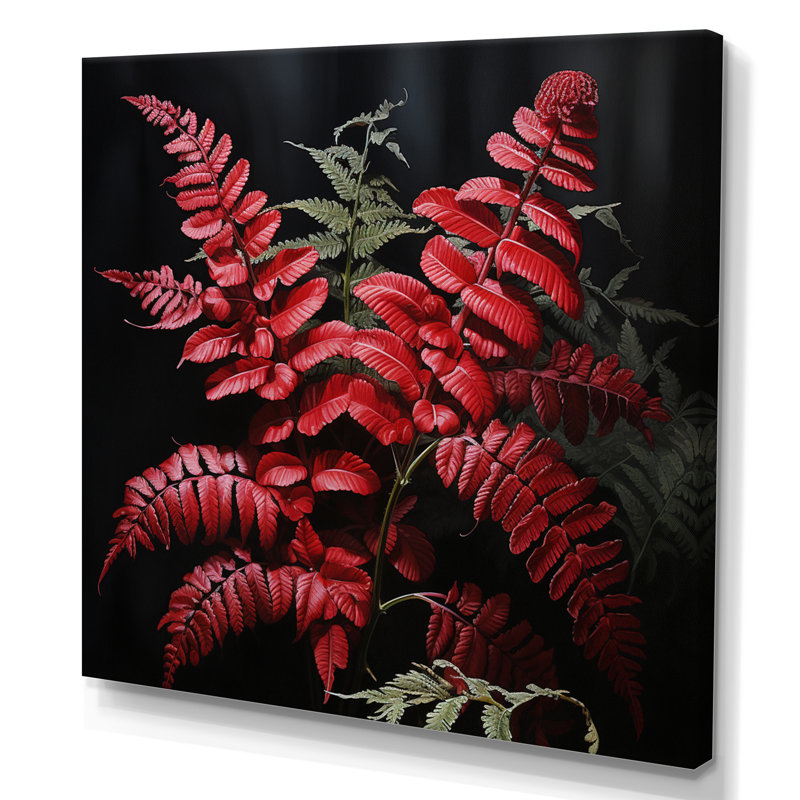 Ferns Ruby Essence III - Floral Canvas Prints, Toile tendue, H 16 po x l 16 po x P 1 po