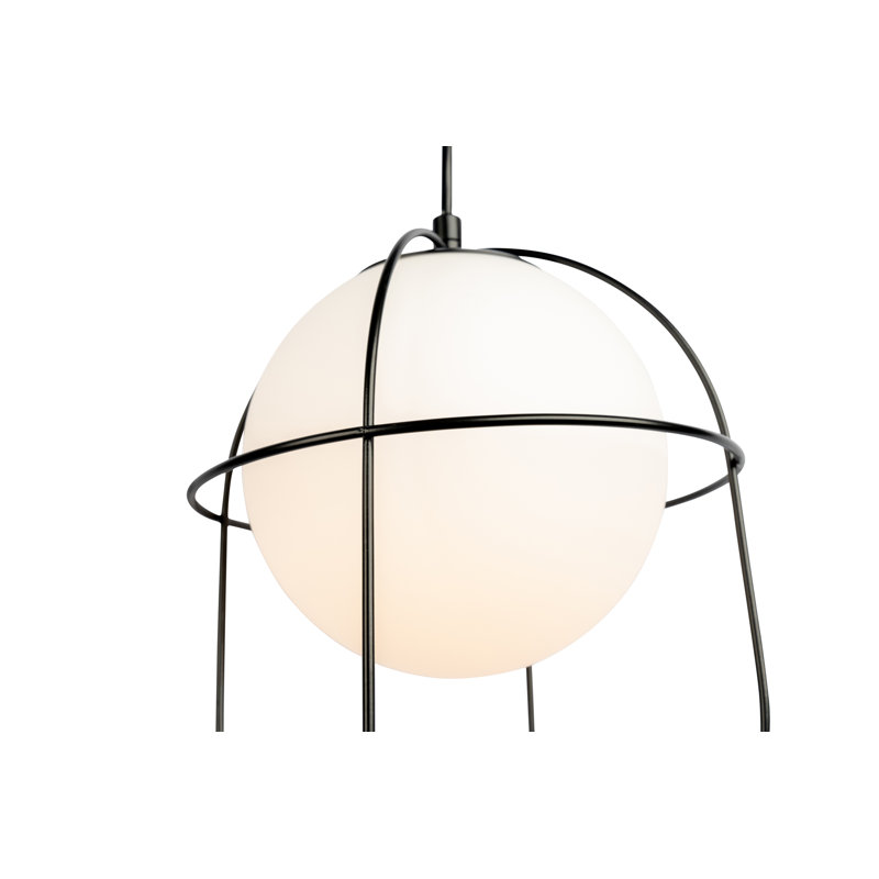Kiryazov 1 - Light Black Cage Style Glass Globe Opal Pendant