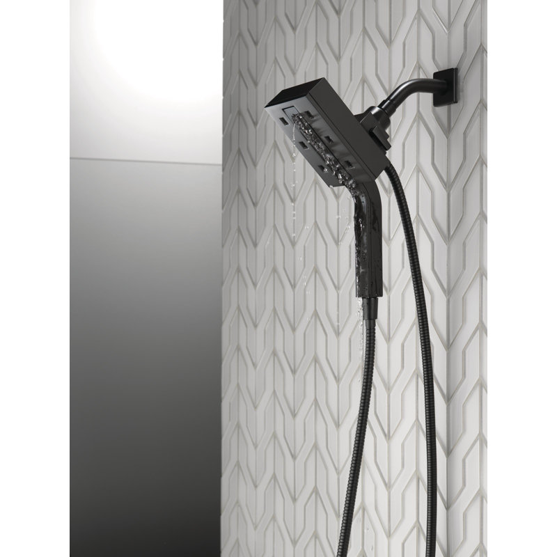 Universal Showering Components Multi Function Dual Shower Head with H2okinetic Technology, Matte Black