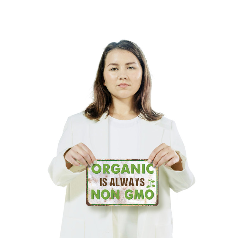 Enseigne de fantaisie en aluminium organique 7 "x 10" Organic Is Always Non OGM (paquet de 2)
