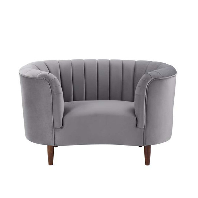 Fauteuil demi-tonneau 52 po, Velours gris