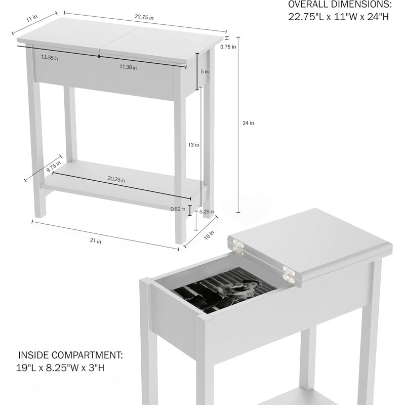 Modern Flip Top Console Table Set With Hidden Storage Compartment And Lower Shelf For Living Room Or Bedroom