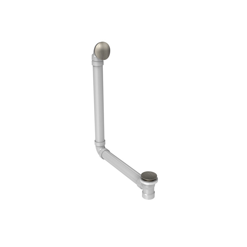 Leg Tub Drain 26" H with Overflow, Brushed Nickel
