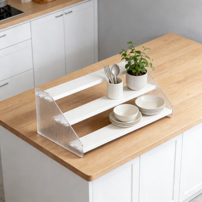 Étagère à épices à 3 niveaux, tablette robuste en acrylique et en bois pour comptoir à épices, armoire de rangement peu encombrante pour les assaisonnements de cuisine et plus encore