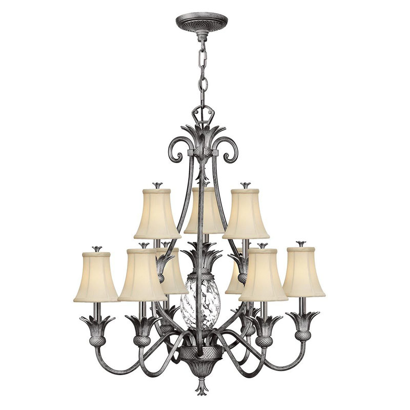 Bellville 10 - Light Shaded Chandelier, Polished Antique Nickel